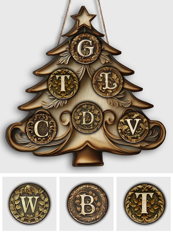 Familienweihnachten – Personalisiertes, individuell geformtes Holzschild für die Familie