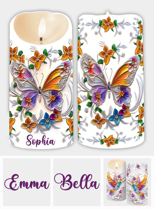 Beautiful Butterfly Bee Dragonfly Hummingbird - Personalized Butterfly Flameless Candle
