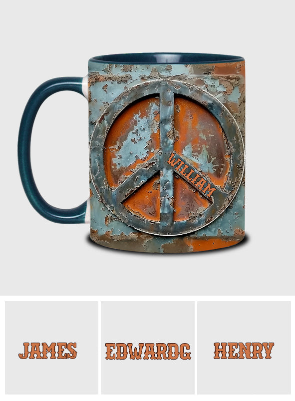 Liebe und Frieden – Personalisierte Tasse mit Hippie-Akzent