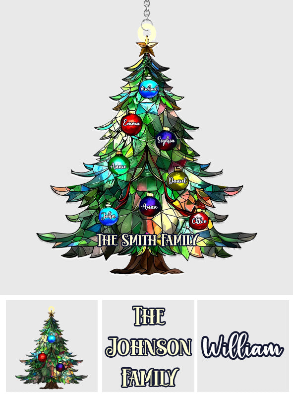 Family Christmas - Personalized Family Window Hanging Suncatcher Ornament