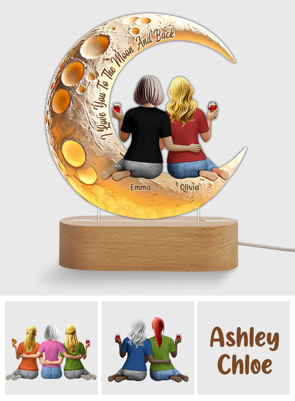 Ich liebe dich bis zum Mond und zurück – Personalisierte, mutterförmige Plakettenleuchte
