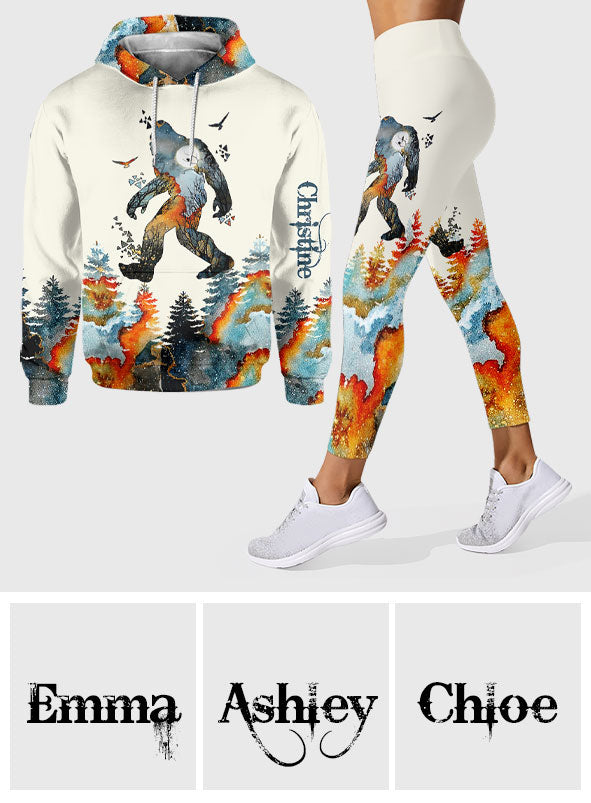 Bigfoot In To The Forest I Go - Personalized Camping Hoodie and Leggings