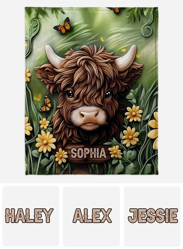 Baby Highland Cow - Personalisierte Decke