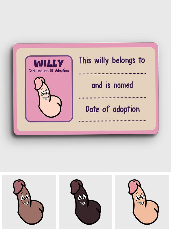 Willy Certification Of Adoption - Personalized Couple Wallet Insert Card