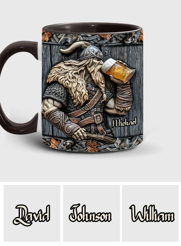 Viking Drinking Beer - Personalized Viking Accent Mug