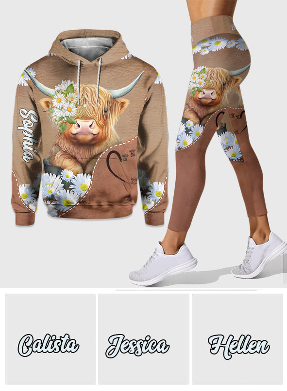 Love Highland Cows - Personalized Highland Cow Hoodie and Leggings