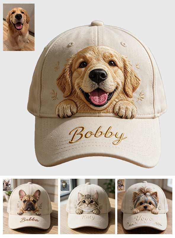 Personalized Embroidered Peeking French Bulldog Classic Cap, Custom Gift for Dog Owners Pet Lovers Outdoor Adjustable Snapback Hat