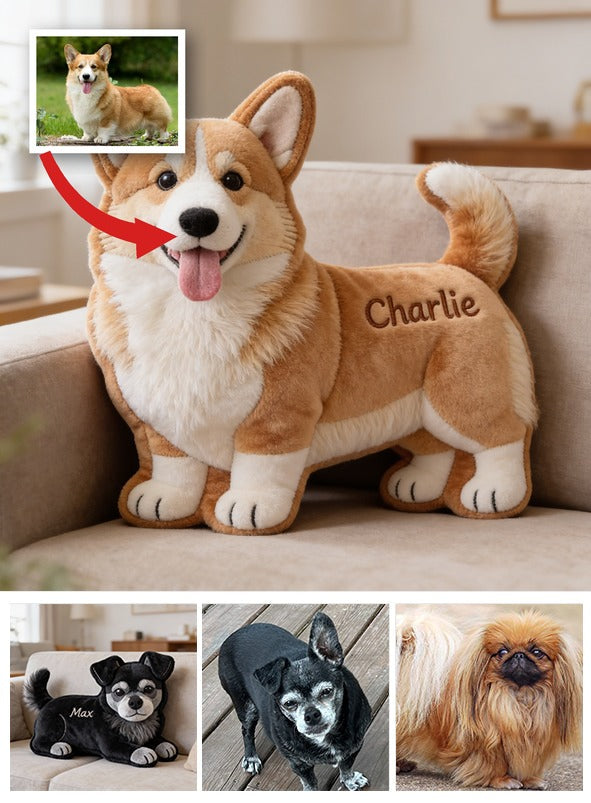 Personalized Fluffy Welsh Corgi Shaped Faux Fur Pillow Custom Dog Lover Home Decor Gift
