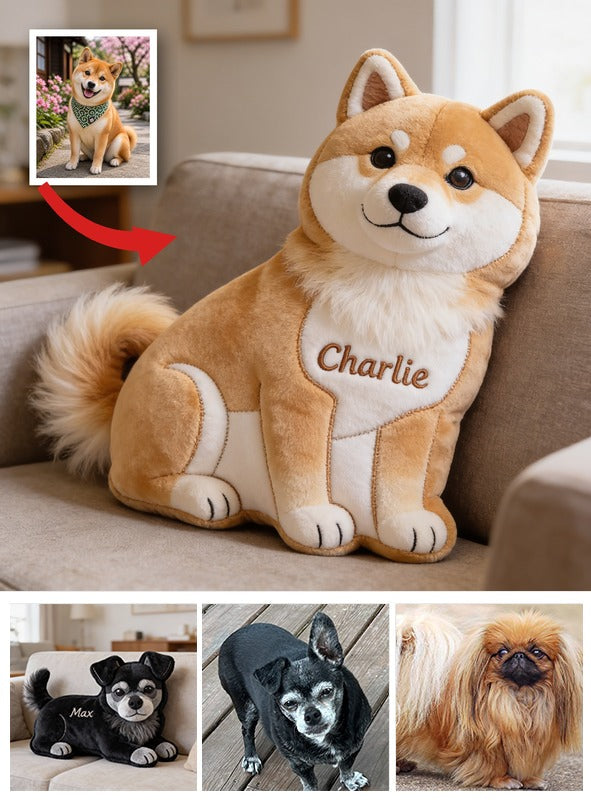 Custom Fluffy Akita Inu Shaped Faux Fur Pillow, Personalized Gift For Dog Lover Home Decor