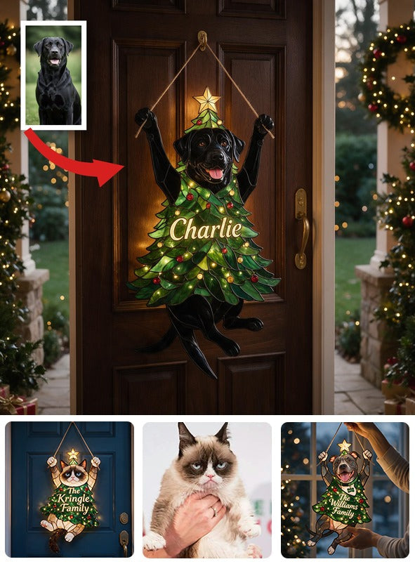 Personalisierte LED-Acryltafel für Weihnachten mit schwarzem Labrador | Geschenk für Hundeliebhaber