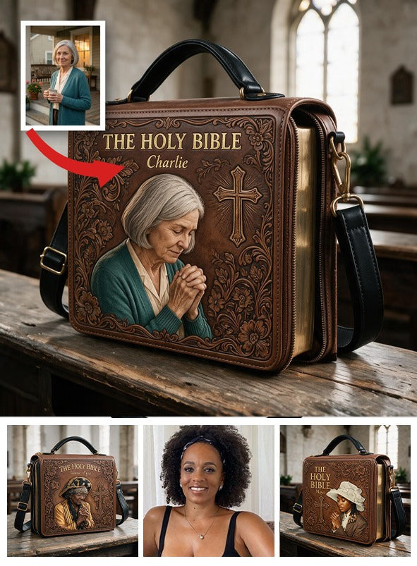 Personalisierte Foto Gebet Alte Latina Frauen Leder Bibel Cover Tasche Religiöses Geschenk