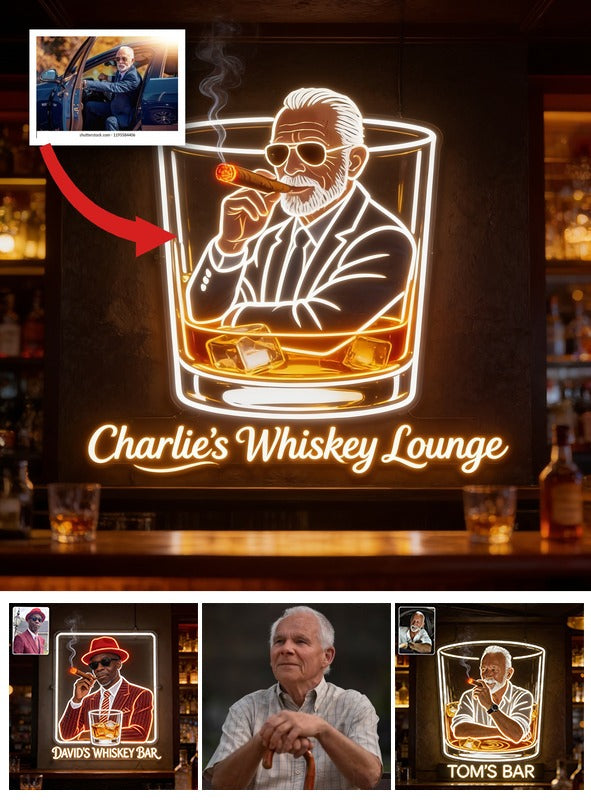 Personalisierte Whiskey Cigar Lounge LED Acrylschild für die Hausbar Geschenk für Latina Männer