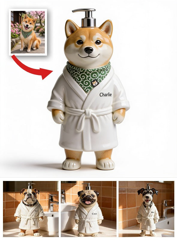 Personalized Japanese Shiba Inu Soap Dispenser Cute Pet Bathroom Decor Gift