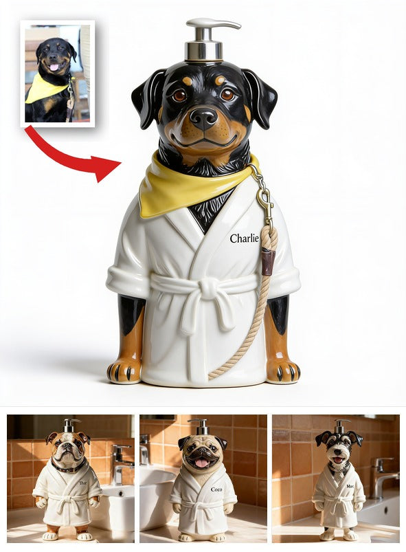 Personalized Rottweiler Spa Soap Dispenser Cute Bathroom Home Decor Gift