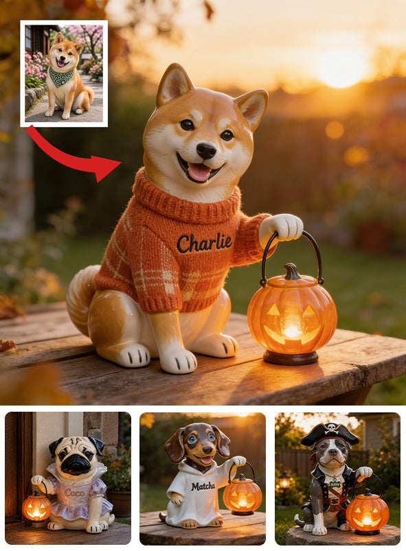 Personalized Fall Japanese Akita Inu Solar Acrylic Light Garden Decor