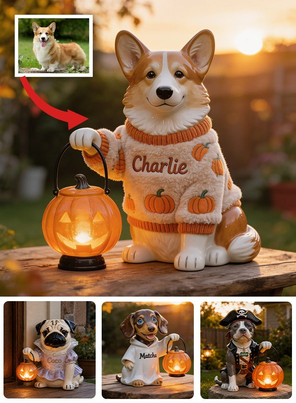 Personalized Fall Welsh Corgi Solar Acrylic Light Garden Decor