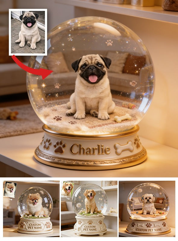 Personalized Wrinkly Fawn Pug Acrylic Snow Globe Table Decor, Dog Lover Gift