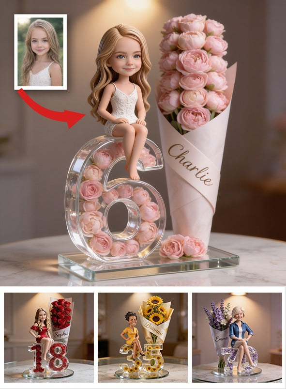 Personalisierte Geburtstagsblumenstrauß Acrylplakette Geschenk für Tochter Enkelin Nichte