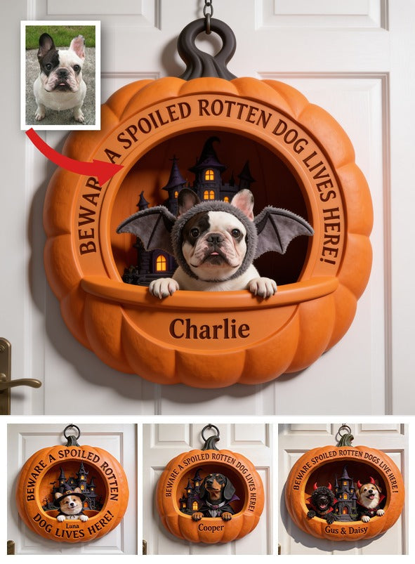 Personalized Halloween Black and White French Bulldog Custom Shaped Wood Sign