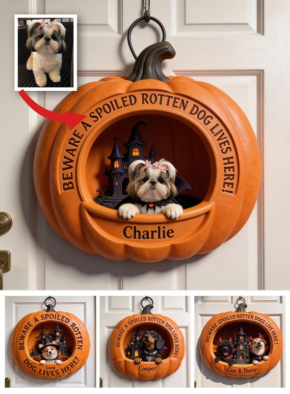 Personalisierte Halloween Shih Tzu Pink Bow Kürbis Holzschild Geschenk für Hundeliebhaber