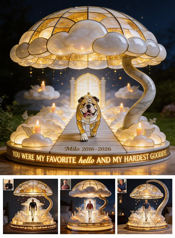 Custom Photo Memorial Fawn White Adult Bulldog Acrylic LED Night Light Pet Memorial Gift