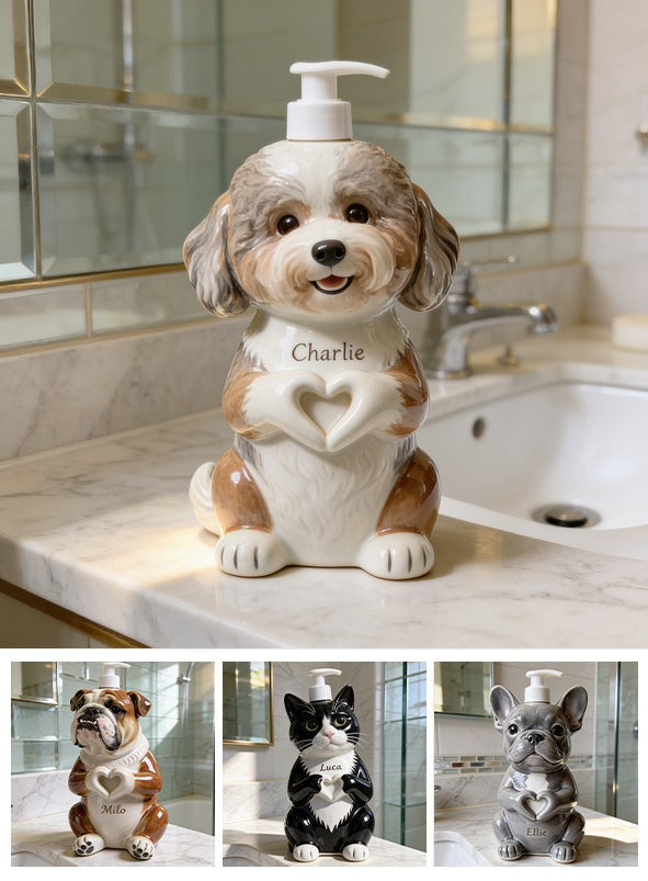 Personalized Curly Fur Adult Poodle Soap Dispenser Pet Bathroom Gift