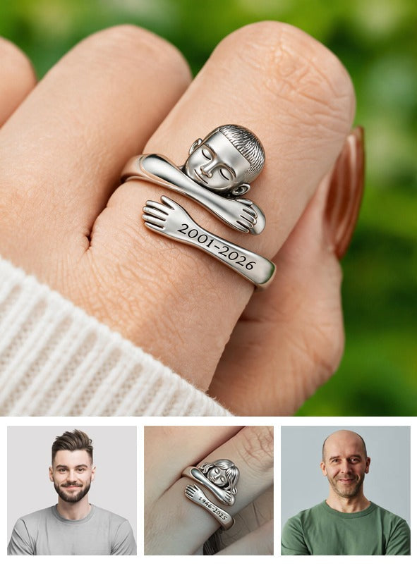 Personalized Black Man Memorial Adjustable Hug Ring