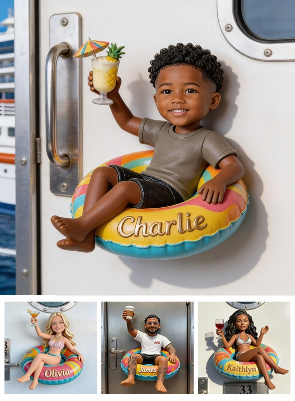 Personalized Black Little Boy Cruise 3D Fridge Magnet