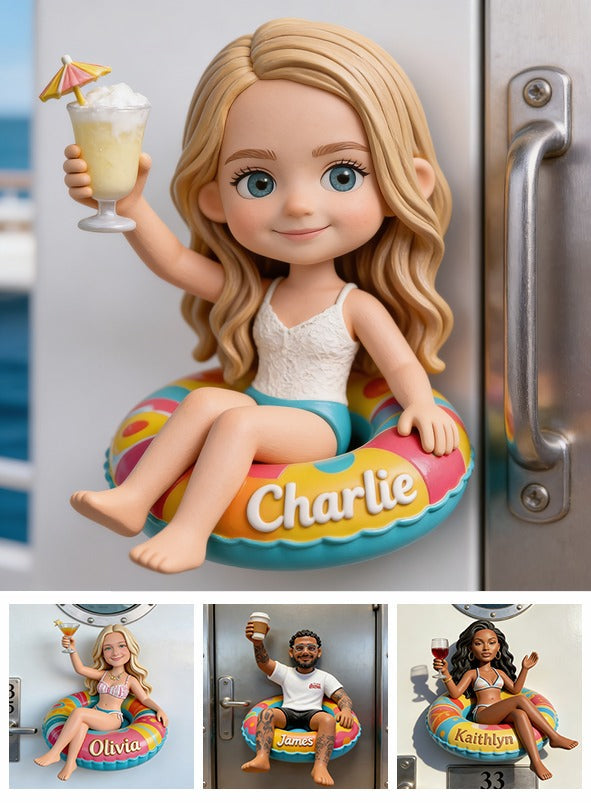 Personalized Little Girl Cruising 3D Magnet Fridge Decor Keepsake