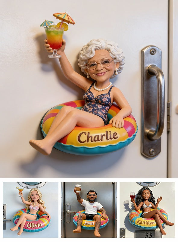 Personalized Older Black Woman Grandma Cruising 3D Fridge Magnet