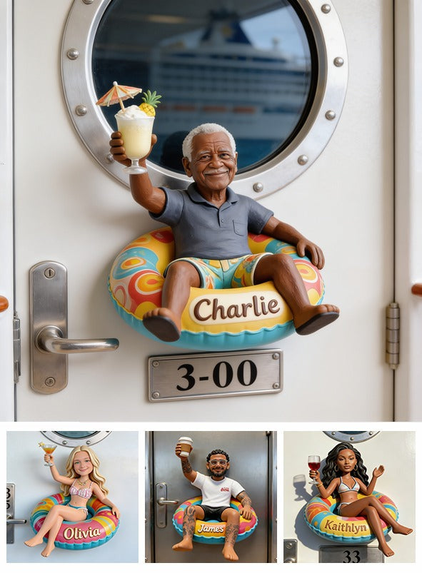 Personalized Older Black Man Grandpa 3D Cruising Magnet Cruise Door Keepsake