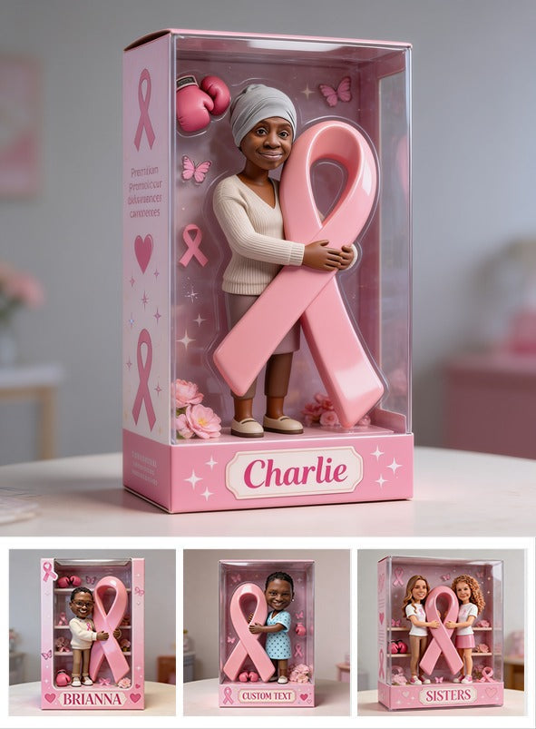 Personalized Middle-Aged Black Breast Cancer Woman Custom Shaped Acrylic Plaque Keepsake Gift