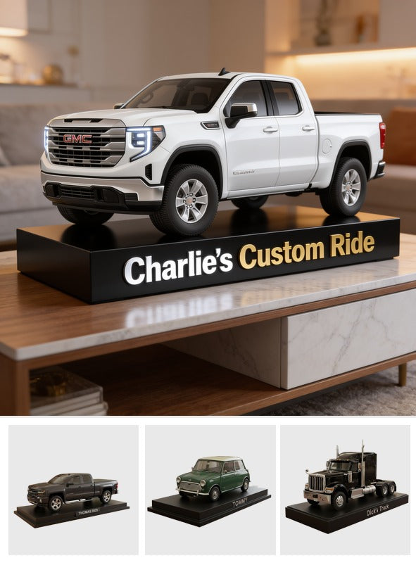 Personalized White GMC Pickup Truck Custom Shaped Acrylic Plaque Car Lover Gift