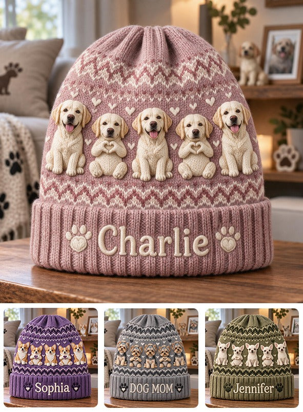 Personalized Yellow Labrador Retriever Beanie Hat Dog Owner Winter Gift