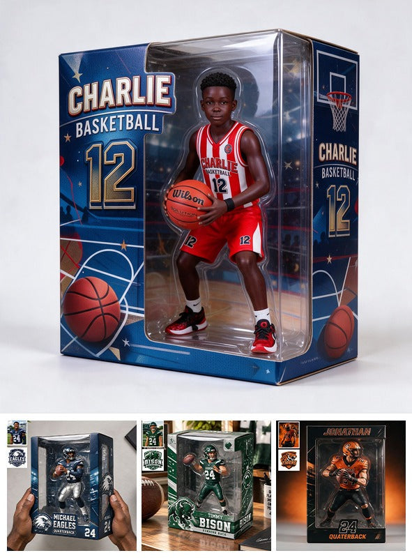 Personalized Black Male Youth Basketball Player Acrylic Display Box Sports Keepsake
