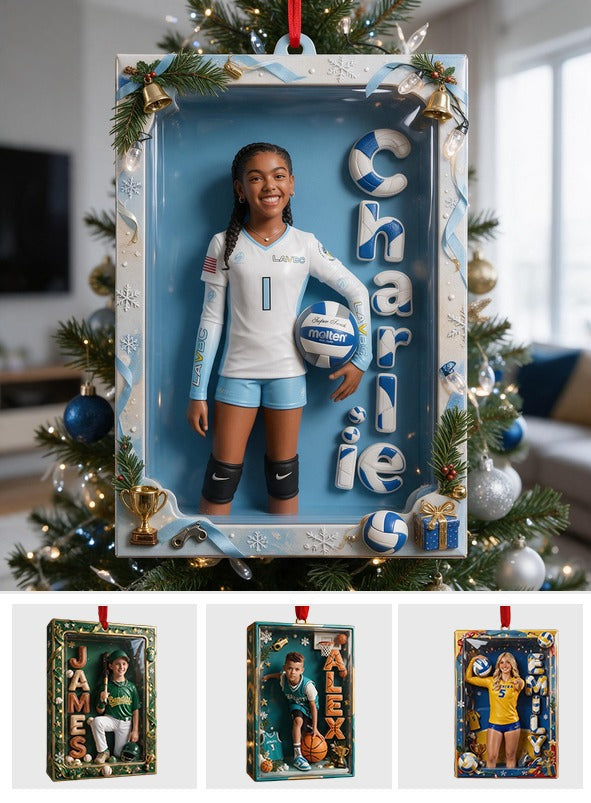 Personalized Black Female Youth Volleyball Player Christmas Ornament Athlete Gift