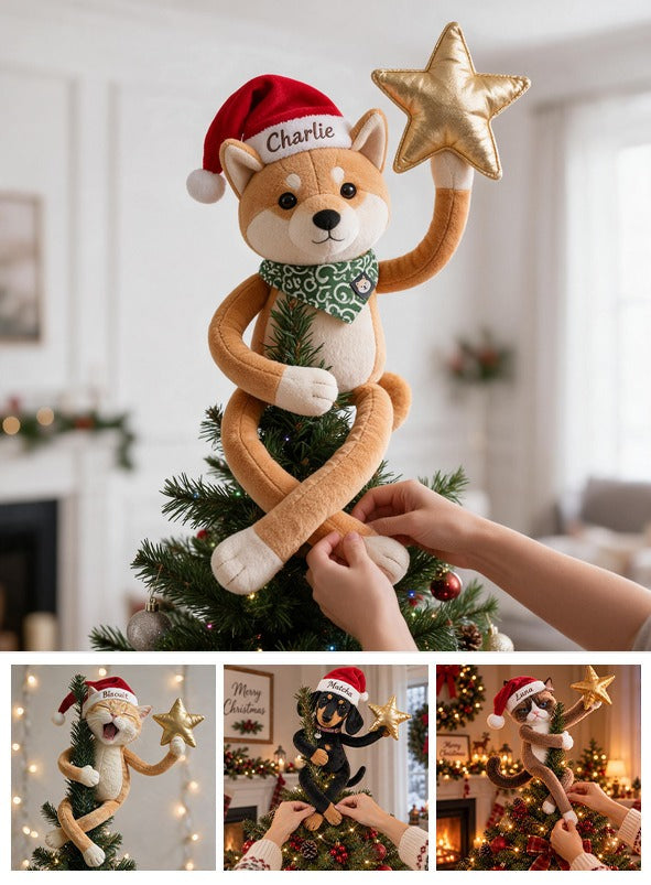 Personalized Christmas Tan & White Shiba Inu Posable Plush Doll