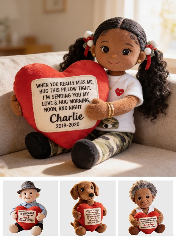 Personalized Memorial Black Little Girl Faux Fur Shaped Pillow Bereavement Gift