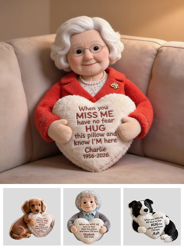 Personalized Older Woman Grandma Memorial Faux Fur Shaped Pillow