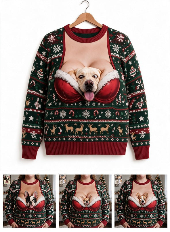 Custom Photo Christmas Yellow Labrador Retriever Ugly Sweater