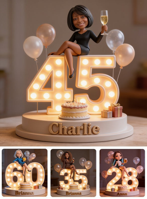Personalized 45th Birthday Middle-Aged Black Woman Custom Shaped Acrylic Plaque