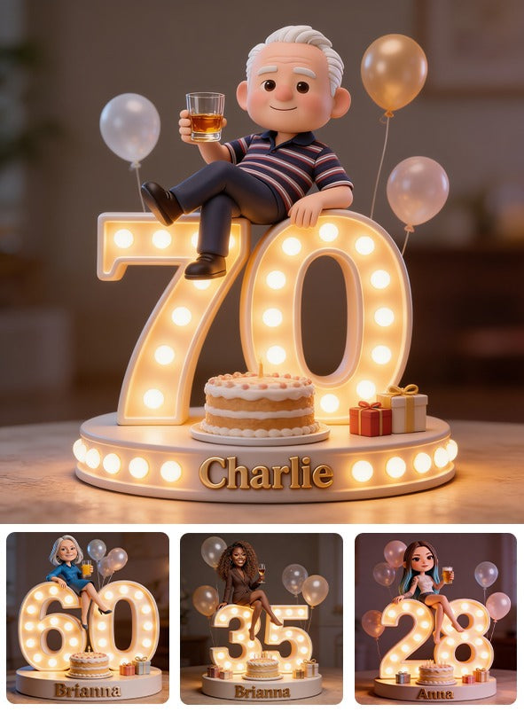 Personalized 70th Birthday Older Man Custom Shaped Acrylic Plaque Gift for Dad Grandpa