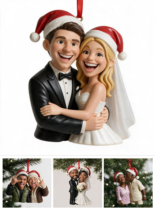 Custom Photo Christmas Wedding Couple Ornament Newlywed Holiday Gift