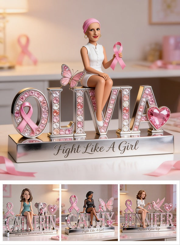 Custom Photo Breast Cancer Survivor Pink Headscarf Acrylic Plaque Awareness Gift