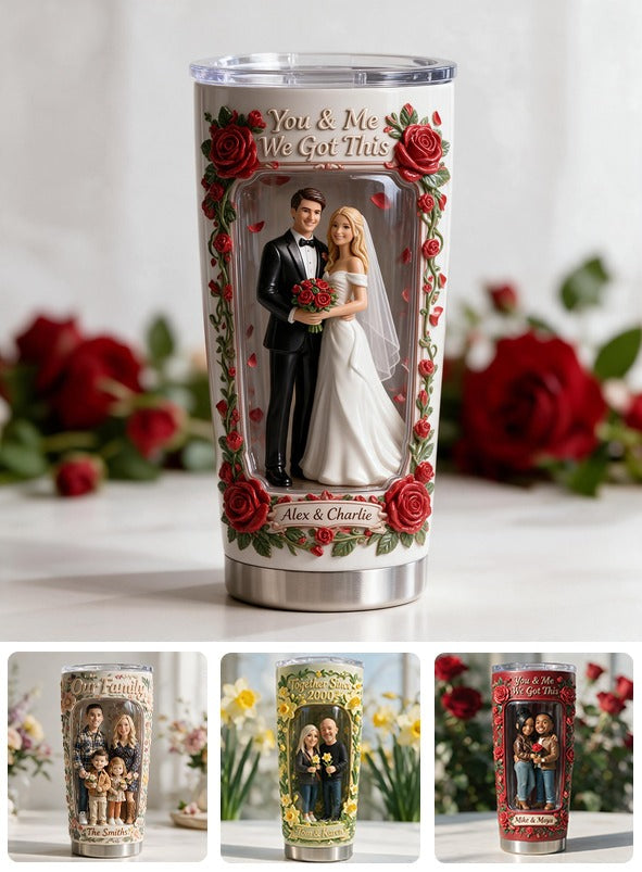 Custom Photo Wedding Couple Tumbler, Unique Wedding Gift for Husband and Wife