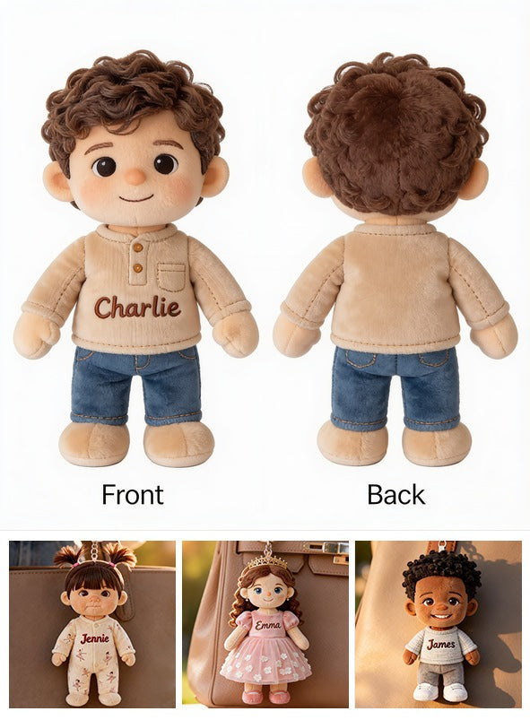 Personalized Latino Little Boy Plush Keychain Custom Son Grandson Gift