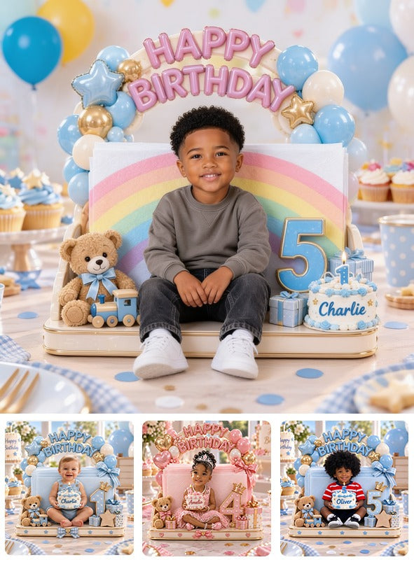 Personalized Birthday Black Little Boy Napkin Holder - Kids Party Table Decor