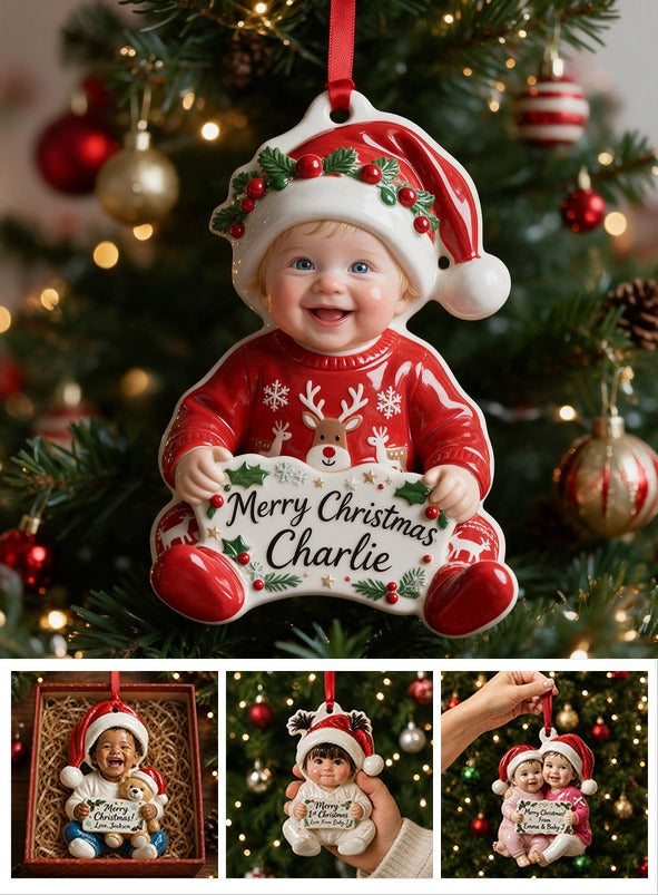 Personalized Christmas Baby Boy 3D Resin Ornament Holiday Keepsake