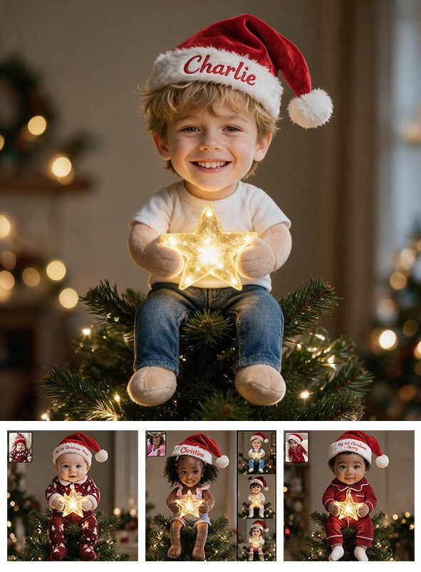 Personalized Christmas Little Boy LED Light Tree Topper Holiday Decor