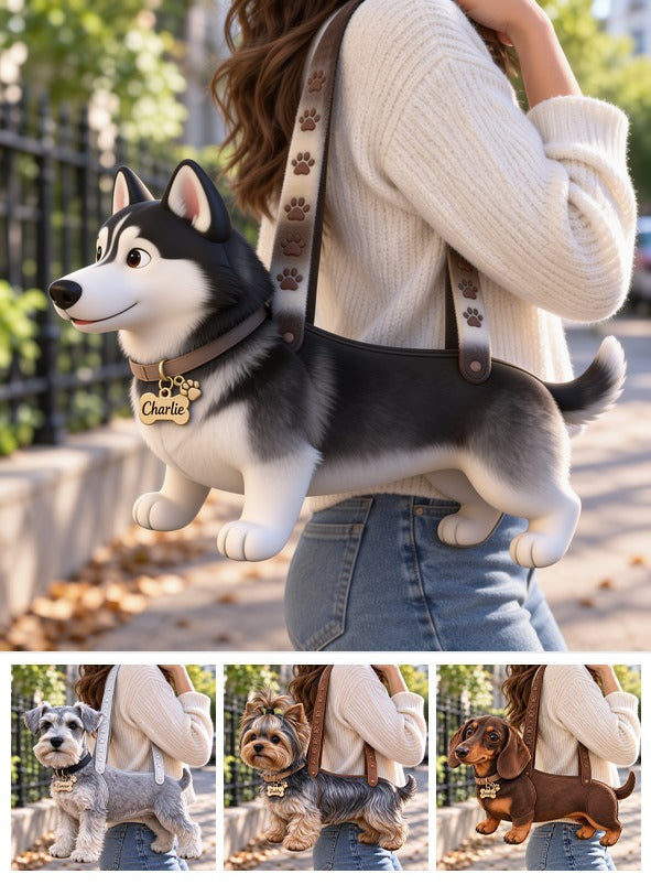 Personalized Black and White Siberian Husky Custom Shape Tote Bag Pet Lover Gift